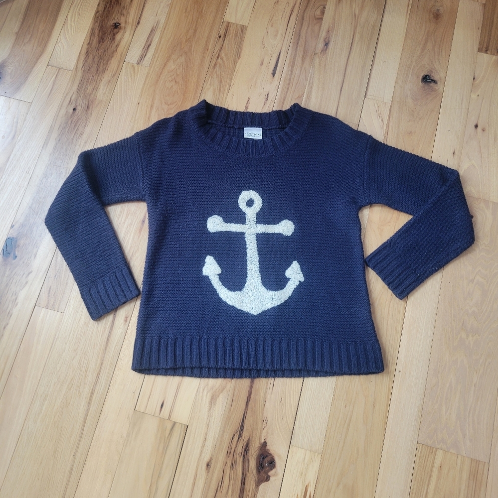 Blue Nautical Anchor Knit Sweater